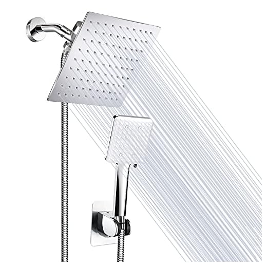 Exult Planet Shower Head Reviews | Shower Head Shower Head, Mibote 8'' High Pressure Rainfall Shower Head/Handheld Combo, Stainless Steel Shower Head with Holder, 60'' Hose, Anti-leak, Chrome