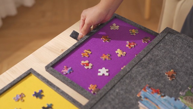 Plateau Feutre Léger Table Puzzle Tektalk - Support Réglable 3 Angles - 4 Tiroirs De Tri Rangement Puzzle