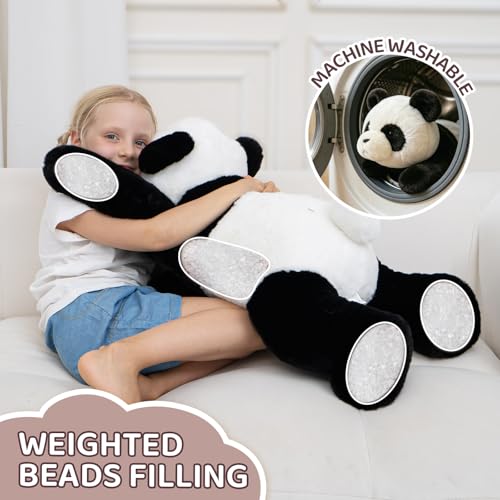 Panda en peluche lestée 80 cm XXL douce pour dodo enfant - 4