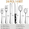 24 Pcs Silverware Set with Steak Knives Service for 4,Stainless Steel Flatware Set,Mirror Polished Cutlery Utensil Set,Home Kitchen Eating Tableware Set,Include Fork Knife Spoon Set,Dishwasher Safe - Image 3