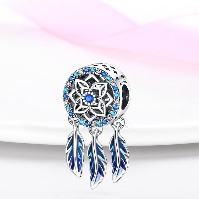 Abalorio atrapasueños de plata 925 con huellas de perro compatible con pulseras Pandora 5