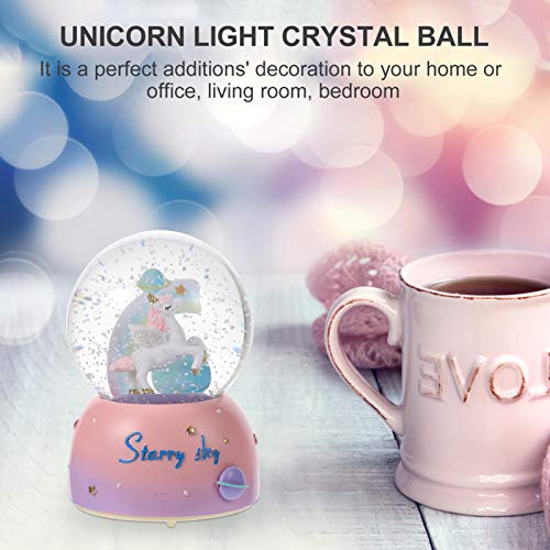 STOBOK Globo de Neve Neve Dos Desenhos Animados Do Unicórnio Céu Estrelado Romântico Rainbow Caixa D