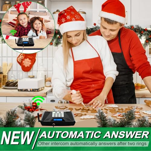 Intercoms Wireless for Home, Upgraded 5300ft Intercom 9 Channel 2 Code, Full Duplex Hands Free Talk Wireless Intercom System for Home Elderly Office with Auto Answer(6Packs, Black)