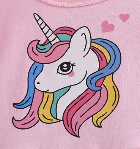 Toddler Girls Cotton Casual Unicorn Dress Fairy Tutu Kids Graphic Cartoon Dress3