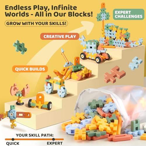 Kaelinda Interlocking Building Blocks for Toddlers 3-5, STEM Building Toys for Kids 3 3+ 4 4+ Year Old, Manipulatives Preschool Kindergarten Toys for Kids Age 3+, Birthday Gifts for Boys Girls - Thumbnail 4