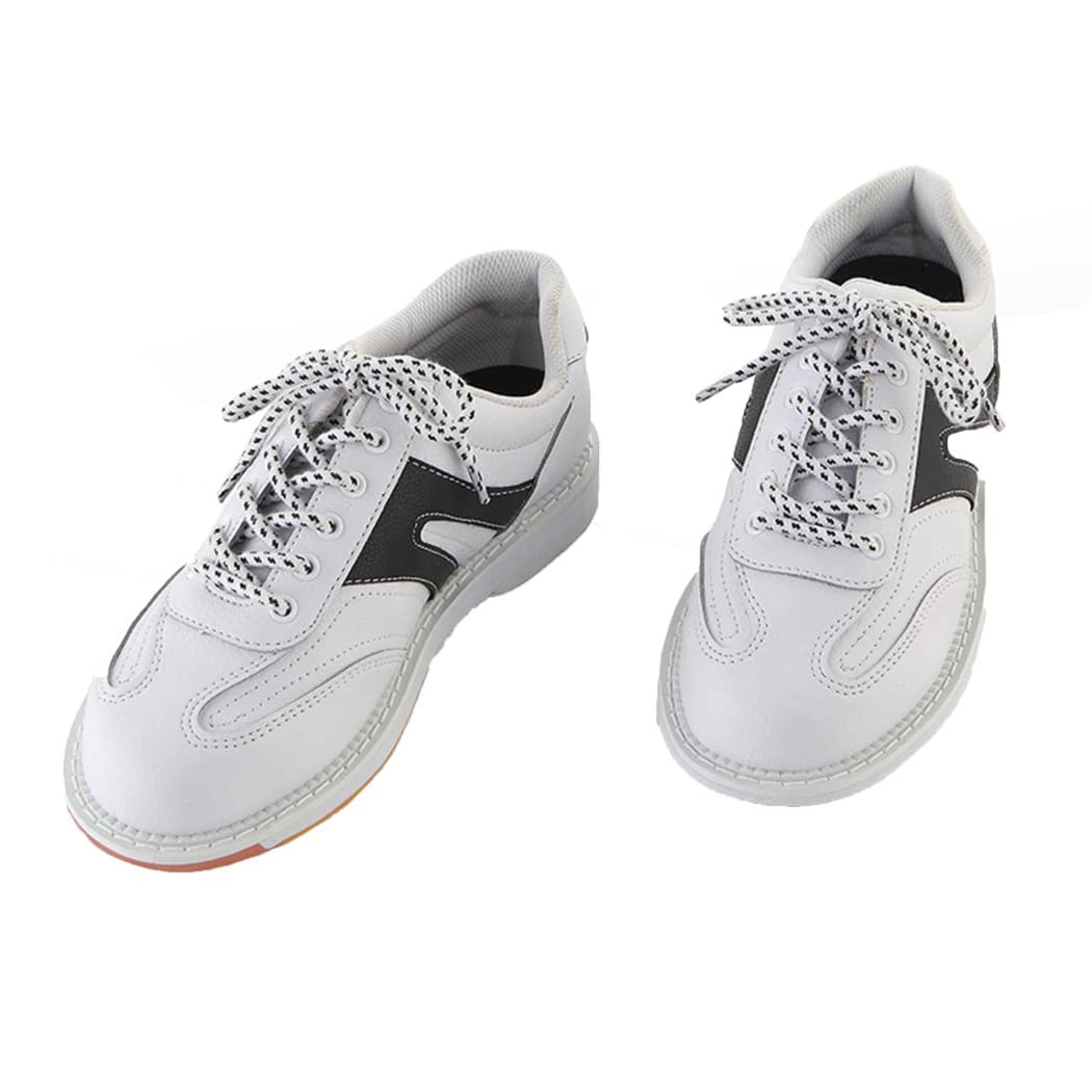 VEACAM Ladies Bowling Shoes Fashion Bowls Shoes for Women Lightweight Bowling Trainers Casual Leather Bowling Sneakers,White,4