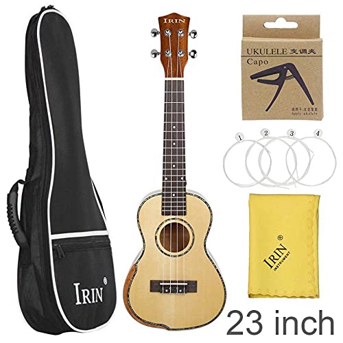WGOEODI Ukulélé en Bois d’épicéa plaqué de 23 Pouces, Petite Guitare hawaïenne, avec ukulélé à Cordes Capo Gig Bag, 23… - Les Beatles, Paul McCartney, John Lennon, RIngo Starr, George Harrison WGOEODI Ukulélé en Bois d'épicéa plaqué de 23 Pouces, Petite Guitare hawaïenne, avec ukulélé à Cordes Capo Gig Bag, 23… – Image 3