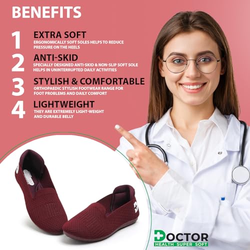 Image of DOCTOR HEALTH SUPER SOFT Women's Memory Foam Walking & Running Shoes | Lightweight Slip-On Sneakers for Gym, Training, Casual & Everyday Use | Flexible, Soft Cushion Athletics for Ladies & Girls