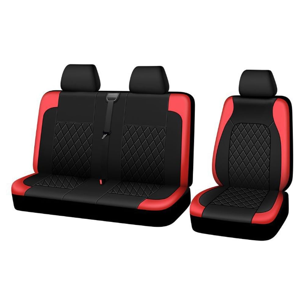 Housse de siège Voiture pour Citroen Jumpy III/3 M 2016-2025, Camionnettes et Bus Housses de siège Avant Simple et Double, Conducteur et Double Passager 2+1,Red