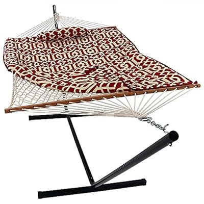 Sunnydaze Rope Hammock with Stand Combo - 275-Pound Capacity - Includes 12-Foot Hammock Stand, Spreader Bar, Pad, and… 51+0tbnPaDL. SS400