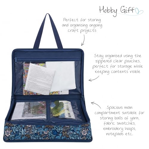 Image of Hobby Gift Project Case Sewing and Yarn Storage Bag with Handles Internal Pockets and Organiser Inserts for Knitting Crochet Craft Classes and Travel