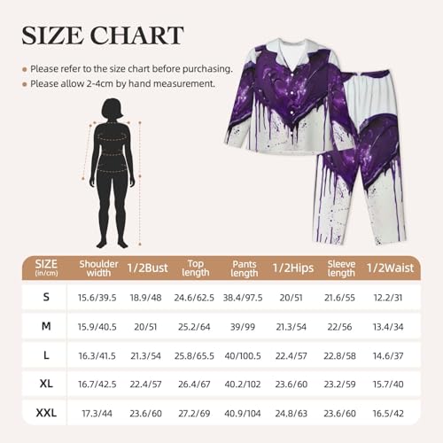 Pyjama violet imprimé amour ensemble chaud et fluide contre le froid nocturne - 6