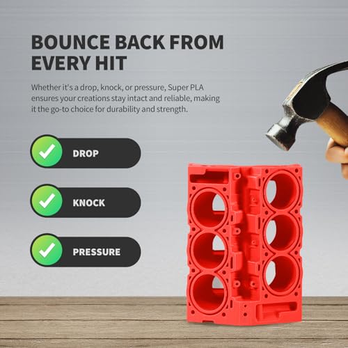 Image of OVERTURE Super PLA+ Filament 1.75mm, Toughness Enhanced PLA Plus, Professional Toughness 3D Printer Filament 1kg (2.2lbs), High Precision + /- 0.02mm (Red)