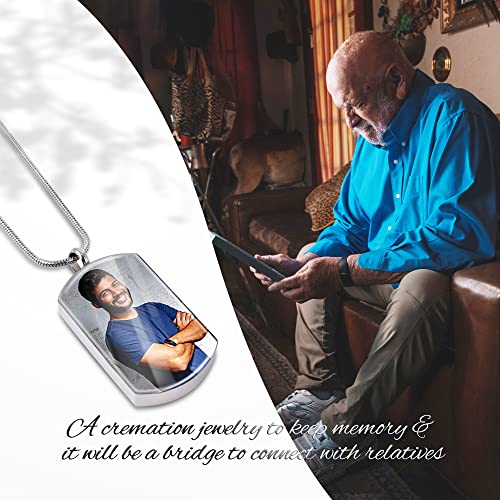 Bivei Personalized Urn Necklace for Ashes, Custom Photo Ashes Necklace for Human Pet, Memorial Keepsake Cremation Jewelry Gifts for Women Men3
