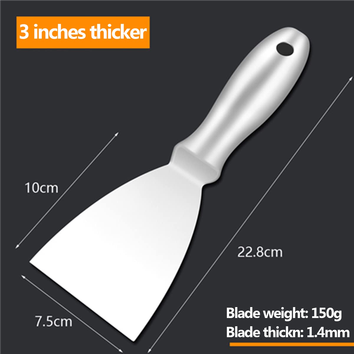 Cuchillo raspador de masilla, cuchillo for masilla de acero inoxidable, herramienta raspadora de metal for paneles de yeso, masilla, calcomanías, papel tapiz, hornear, masilla, parchar y pintar, 2 pul