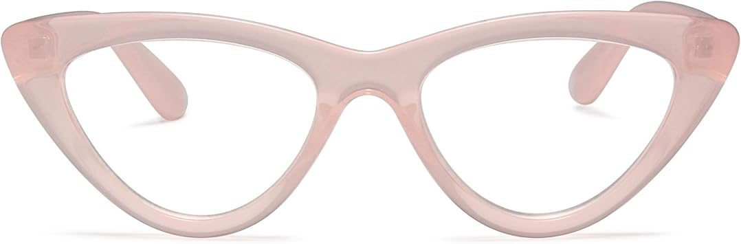 2SeeLife Premium Cat Eye TR-90 Reading Glasses for Women NarrowMedium Fit, Sturdy Frame, Spring Hinges, Stylish Readers, Clear Pink, +1.00