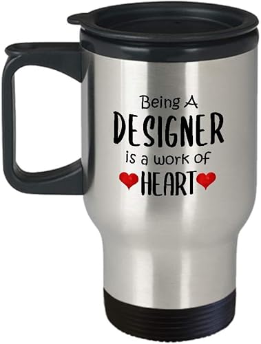 Cute Gifts for Designer Travel Mug Insulated Coffee Tumbler - Graphic UX Developer Artist Interior Design Fashion Creative Dept Department Funny