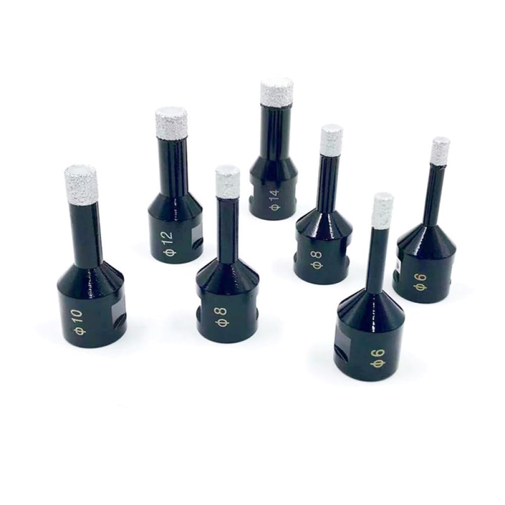 7 piezas/8 piezas M14 hilo diamante seco broca de perforación soldada al vacío juego de brocas de porcelana azulejos granito mármol sierra perforadora herramientas, 8 piezas hexagonal, M14
