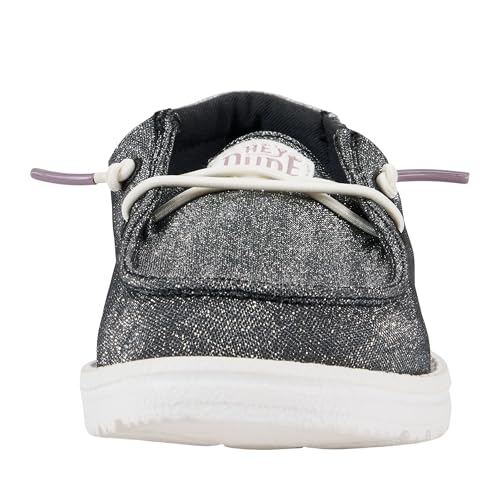 Image of HEYDUDE Girl's Youth Wendy Metallic Sparkle Slip On Loafer | Glitter Upper