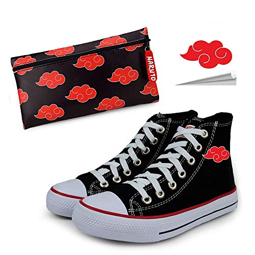 Tênis Star Naruto Akatsuki com Necessaire e Adesivo do Anime - Preto Tamanho:37