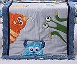 CribMATE Blue Monster Crib Comforter Pillow Set Baby Boy Toddler Monster Comforter + Pillow Set