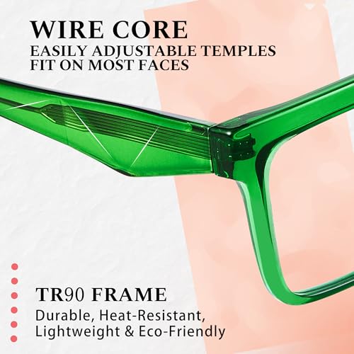 Image of Blue Light Blocking Glasses for Women Men, Square Thick Frame Anti Eyestrain & UV Glare JF6218