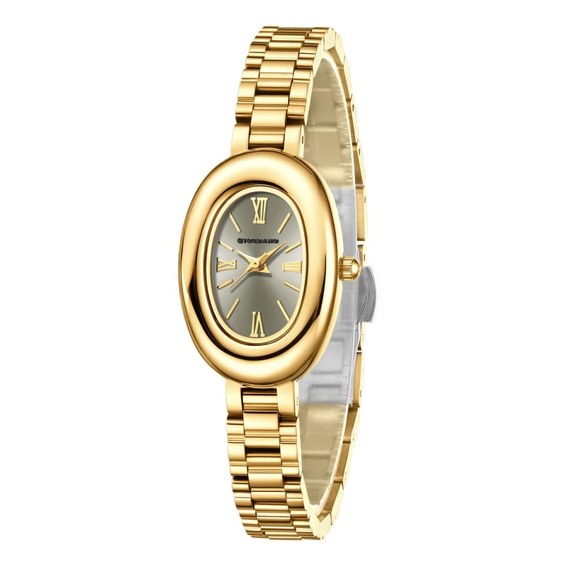 Image of Giordano Analog Quartz Watch for Women - Oval Shape Dial, Roman Numeral Hour Markers, Water Resistant and Stainless Steel Strap- GZ-60115