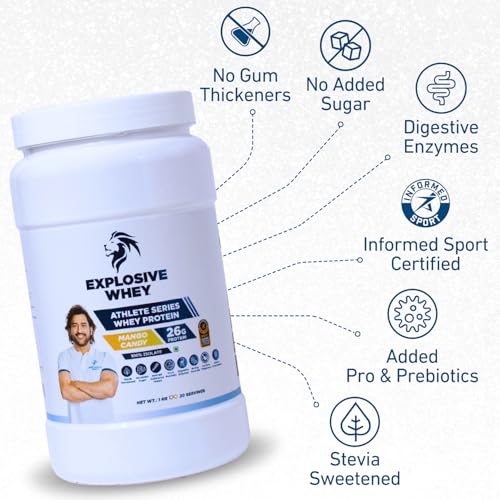 Image of Athlete Series 100% Isolate Whey Protein | Trusted by M.S. Dhoni | 26g Protein per scoop | Informed Sport Certified | Pro-Pre Biotics | Digestive Enzymes for Higher Absorption | Mango Candy - 1kg