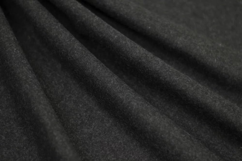 Luxurious Wool Coating Fabric, Grey Charcoal Cut by The Yard, Soft Brushed, Heavyweight