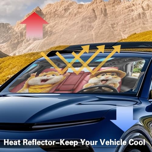 Image of Hamster Sunshade Visor Car Windshield Sun Shade Easy Installation Foldable Automotive Interior Accessories for Sun Protection Sun Shade for UV Protection Easy Storage