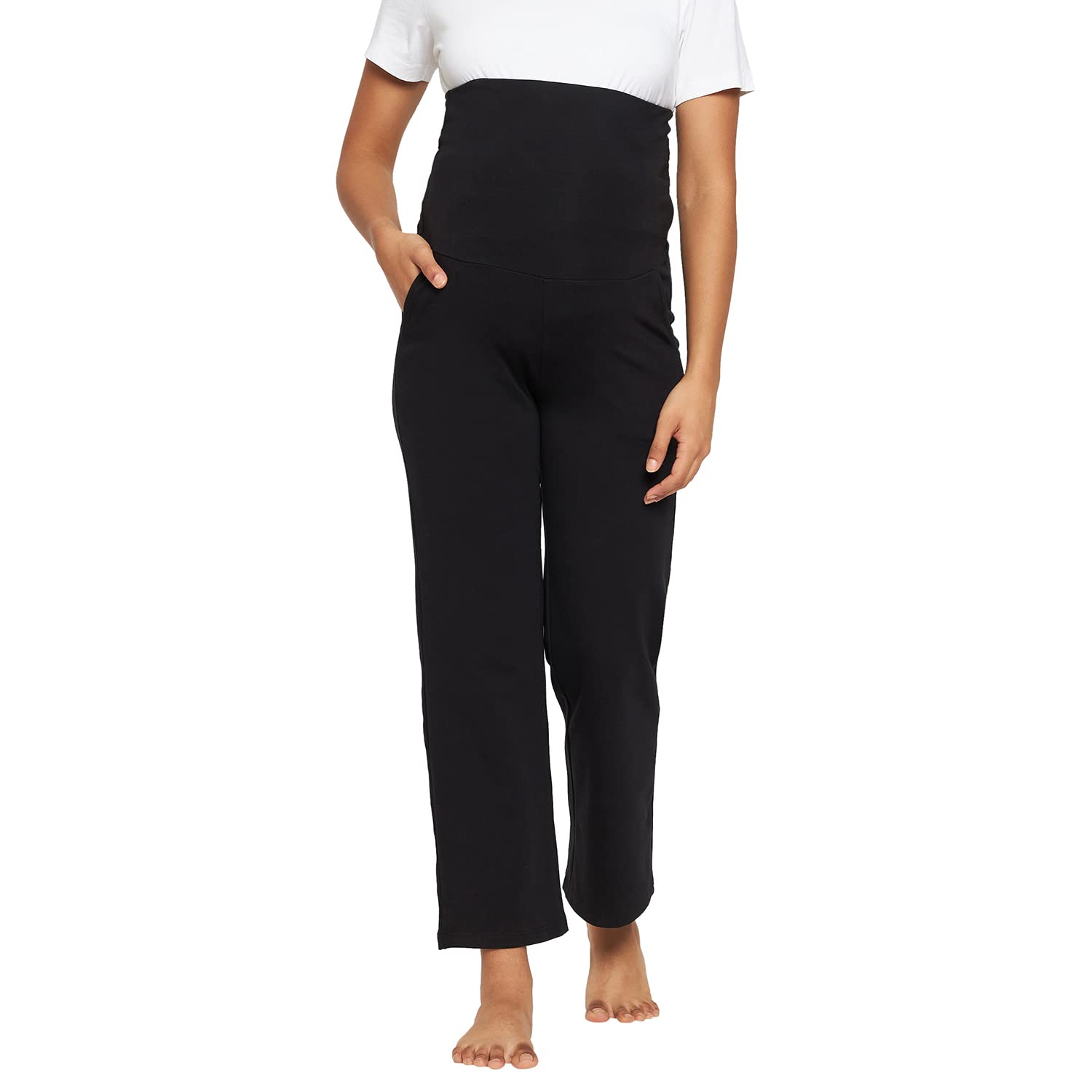 hypernation Black Cotton Lycra Women's Maternity Pajama(HYPW03597)-picture-34