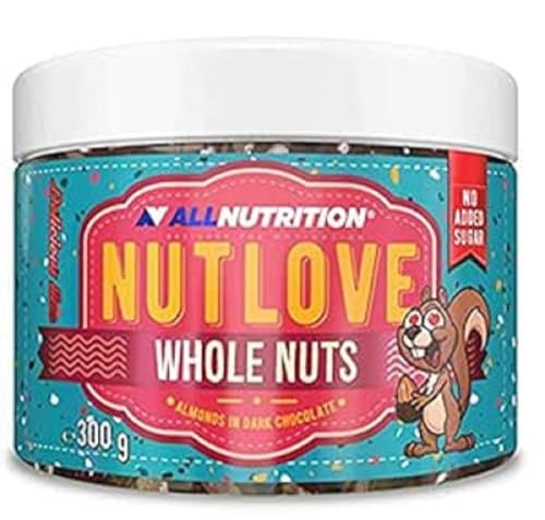 ALLNUTRITION Nutlove Whole Nuts - Cacahuetes en Chocolate Blanco - Chocolates sin Azúcar - Chocolate sin Azúcar Añadido - Crujiente Blanco - Dulces Bajos en Calorías - Snack Saludable - 300g