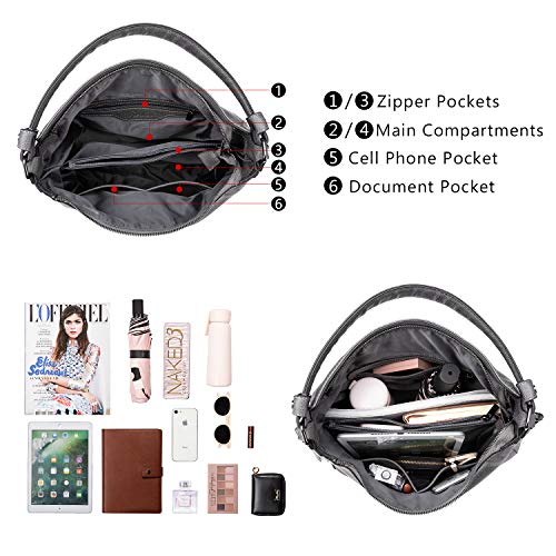 Image of Realer Hobo Crossbody Bags for Women Designer Faux Leather Hobo Handbags Retro Large Size Shoulder Bag Bucket Purse