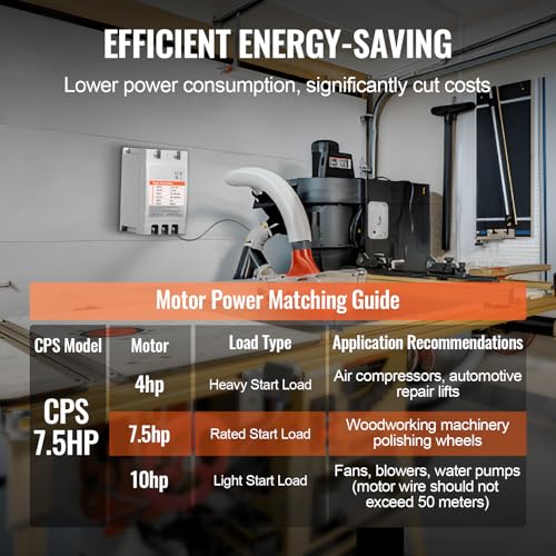 Happybuy 3 Phase Converter, 7.5HP 23A 220V Single Phase to 3 Phase, Digital Phase Shifter for Residential & Light Commercial Use, 220V-240V Input/Output (One DPS per Motor Only)4