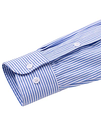 Image of Alimens & Gentle Mens Solid Oxford Shirt Long Sleeve Dress Shirt Work Casual Button Down Shirts with Pocket