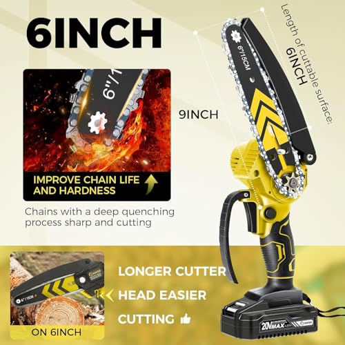 Image of Saker Mini Chainsaw,6 Inch Portable Electric Chainsaw Cordless, Small Handheld Chain saw for Tree Branches,Courtyard, Household and Garden (SK1806D-Y)