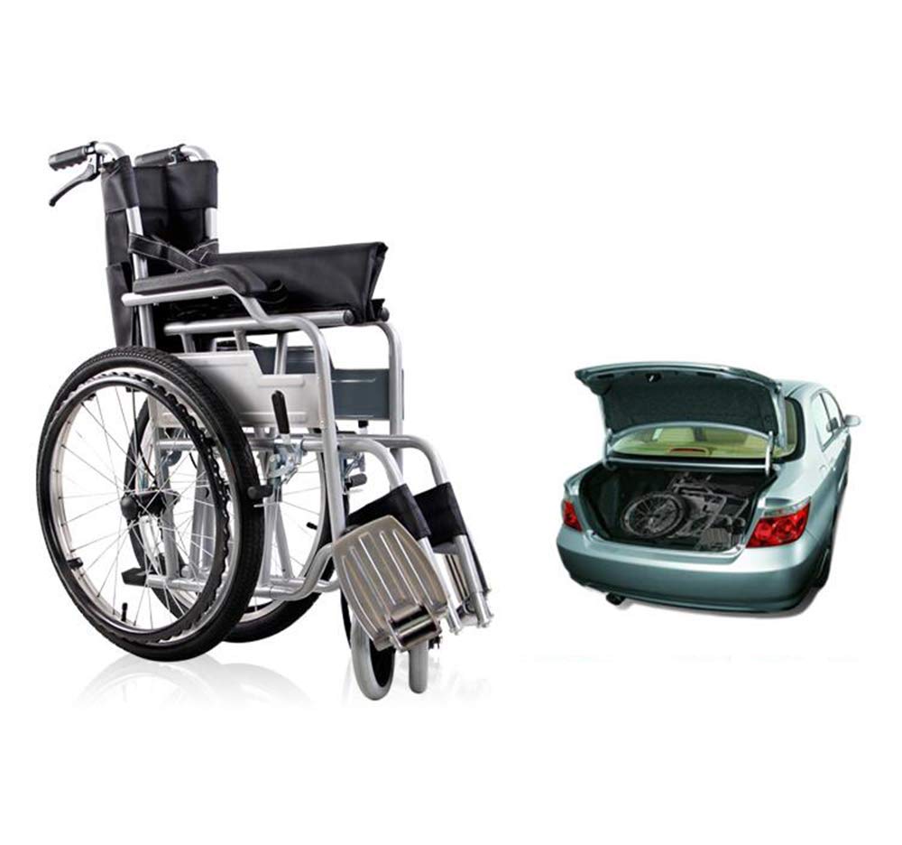 Sillas de Ruedas Silla de Ruedas Ligera 14Kg Plegable Transporte Médico Cómodo Reposabrazos Respasiento Basculante Reposapiernas/B