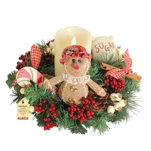 Enchante Lebkuchenkerzen-Ringkranz 30 cm mit LED Kabine