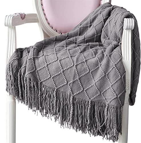 Hayisugal Manta Suave De Punto De Lana Con Borlas, Manta Para Sofá O Dormir, Color Gris Medio, 125 X 210 Cm Hayisugal Manta Suave De Punto De Lana Con Borlas, Manta Para Sofá O Dormir, Color Gris Medio, 125 X 210 Cm