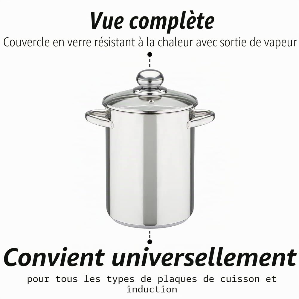 GSW 643160 à Asperges avec bac et Couvercle en Verre en Acier Inoxydable, Argent, 16 cm, 2 unités