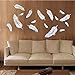 Pegatina Espejo acrílico de Pared Forma de Pluma DIY vinlilo Adhesivo Decorativo de hogar( Armario borte Espejo y Pared (Plata, 16)