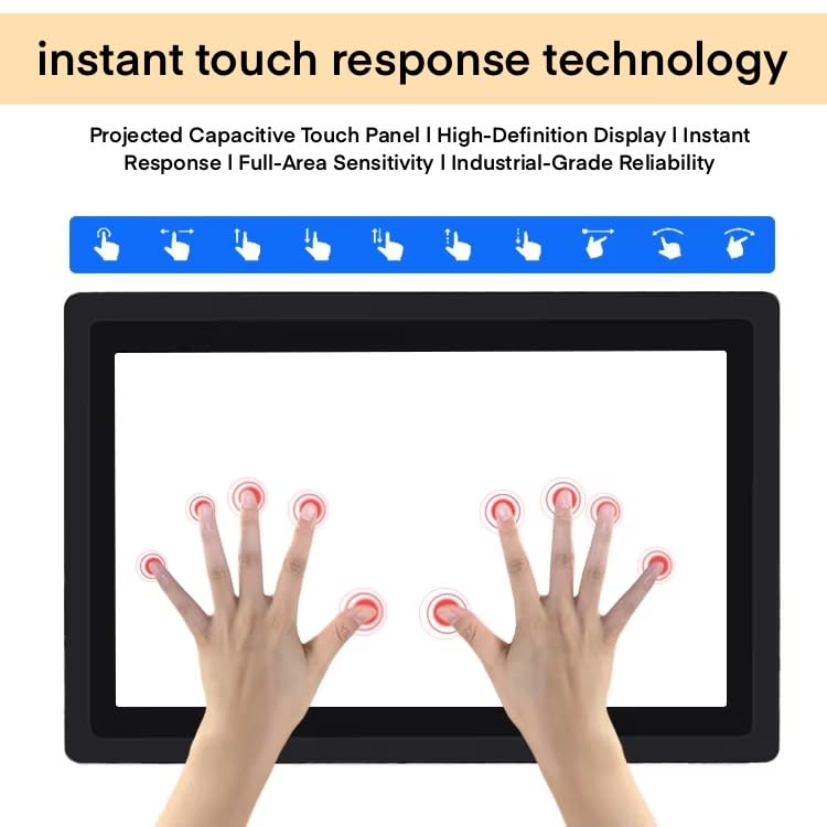 Image of Industrial Embedded Touchscreen Display 7 /8 /10 Inch - EMC Engineered, Wide Temp -10℃~60℃, Vibration Certified for Factory /Hospitality /Kiosk (Inches, 13.3)