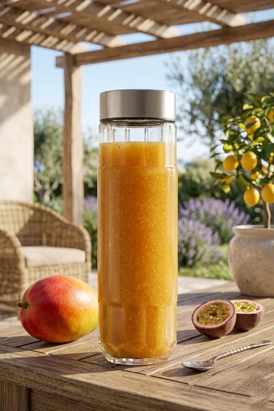 Image of CROCO JAR Wide Mouth Glass Water Bottle with Leak-Proof Airtight Double Layer Stainless Steel Lid for Water, Smoothie, Juices (750 ML Crystal Set of 2)