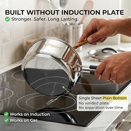 Premium Stainless Steel Tea Pan Saucepan Tapeli Patila | Induction Friendly Heavy Duty Milk & Chai Boiling Pot Flat Base | Multipurpose Steel Pan... - Image 3