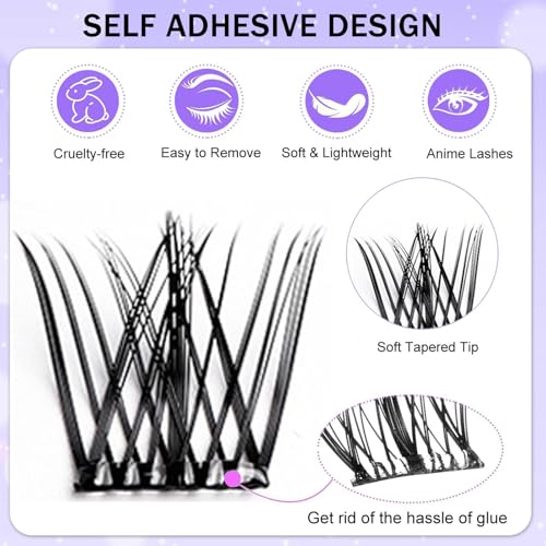 Image of 110PCS False Eyelashes, Self Adhesive Eyelashes, Wispy Handmade Fake Eyelashe, No Glue Needed Tweezers included (LMJ03-01)