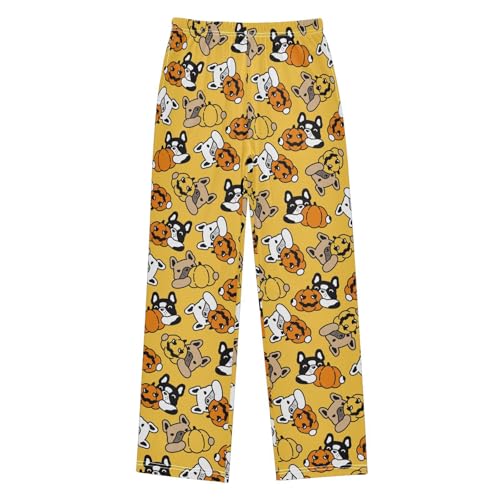 Dog French Bulldog Pumpkin Halloween Boys Pants for Kids Jogger Pants with Pockets S-XL