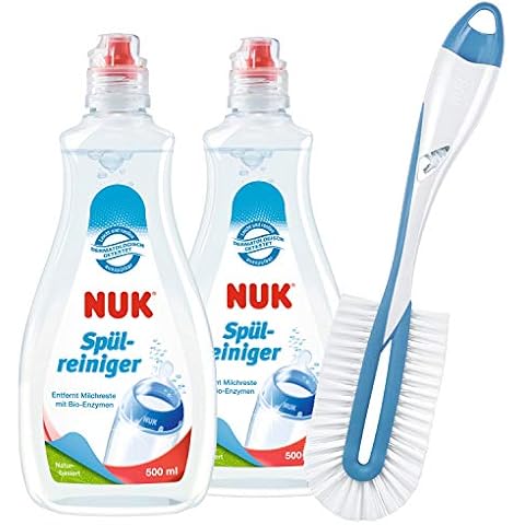 NUK Spülreiniger & Flaschenbürste für Babyflaschen | 2 x Parfümfrei Spülreiniger, 1 x Twist-Bürste | 500 ml | für Babyflaschen, Saugern & Zubehör | Bürste Farbe nicht frei wählbar Cover