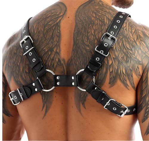 Aimery Men's Leather Harness Buckle Body Chest Harness Punk Adjustable Straps Top Nightclub Clubwear Costume Cosplay3