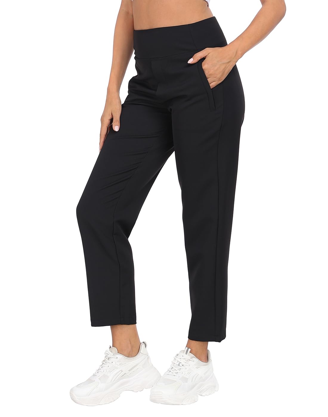 HDE Damen-Reisehose, hohe Taille, Stretch, Arbeit, Golf, Wanderhose mit Taschen