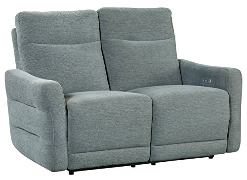 Homelegance Edition 57" Fabric Power Double Lay-Flat Reclining Loveseat, Dove